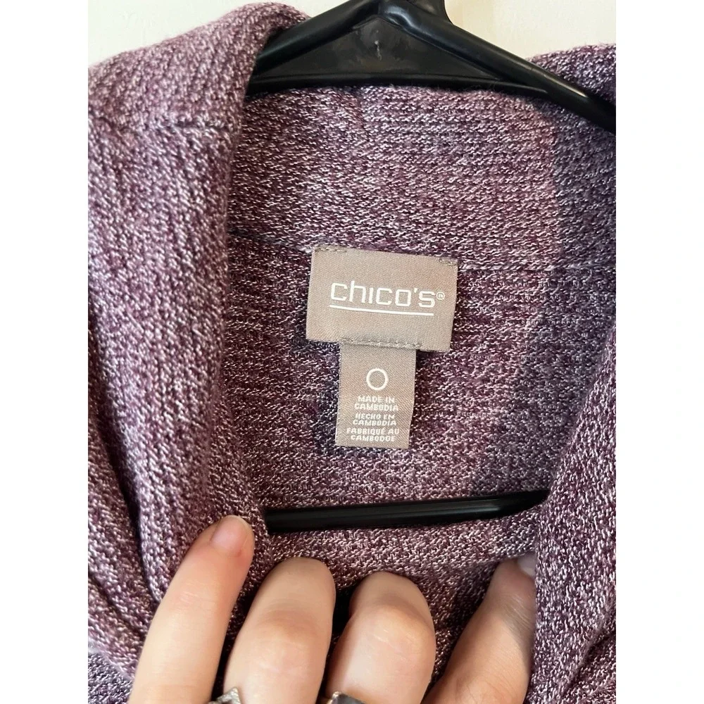 Chicos Cowl Neck‎ Sweater Cashmere Blend Purple Size 0 US Small Stretch